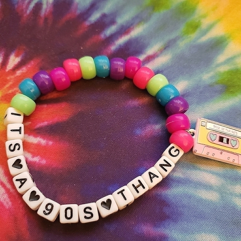 Handmade Retro Its a 90s Thang Cassette Tape Kandi Bracelet